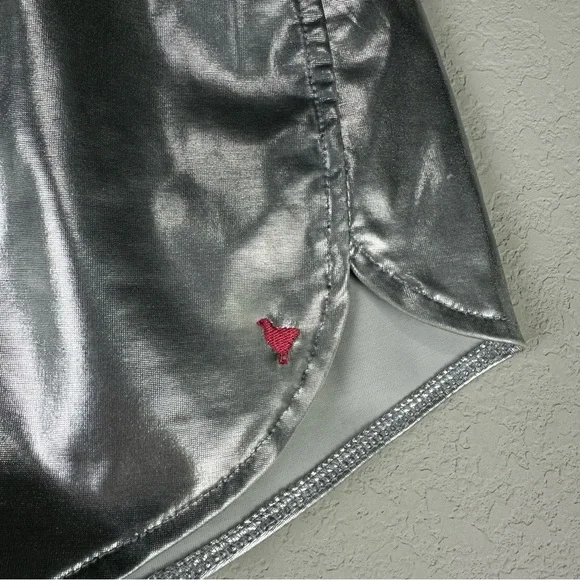 Pink Girls Chicken Silver Metallic Millie Athletic Athleisure Shorts Size 12Y - Picture 2 of 4
